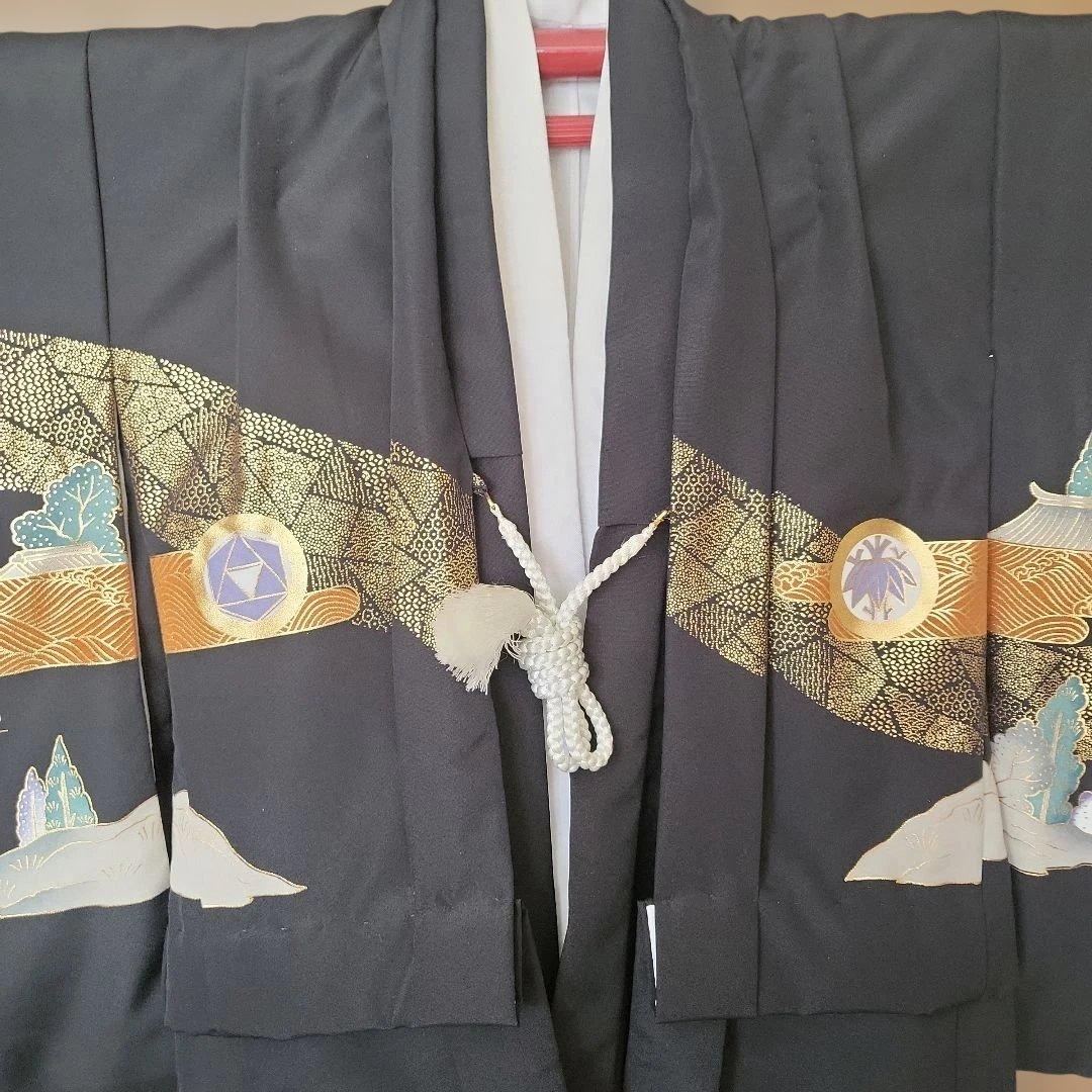 【本日値下げ中】七五三用　5歳　美品　 黒と金の伝統的和装　日本製