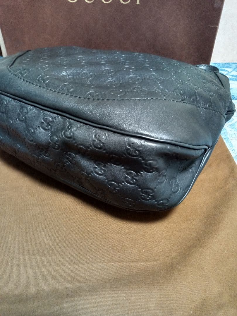 【極美品】GUCCI グッチ　シマ　G金具　レザー　ショルダーバッグ　ブラック
