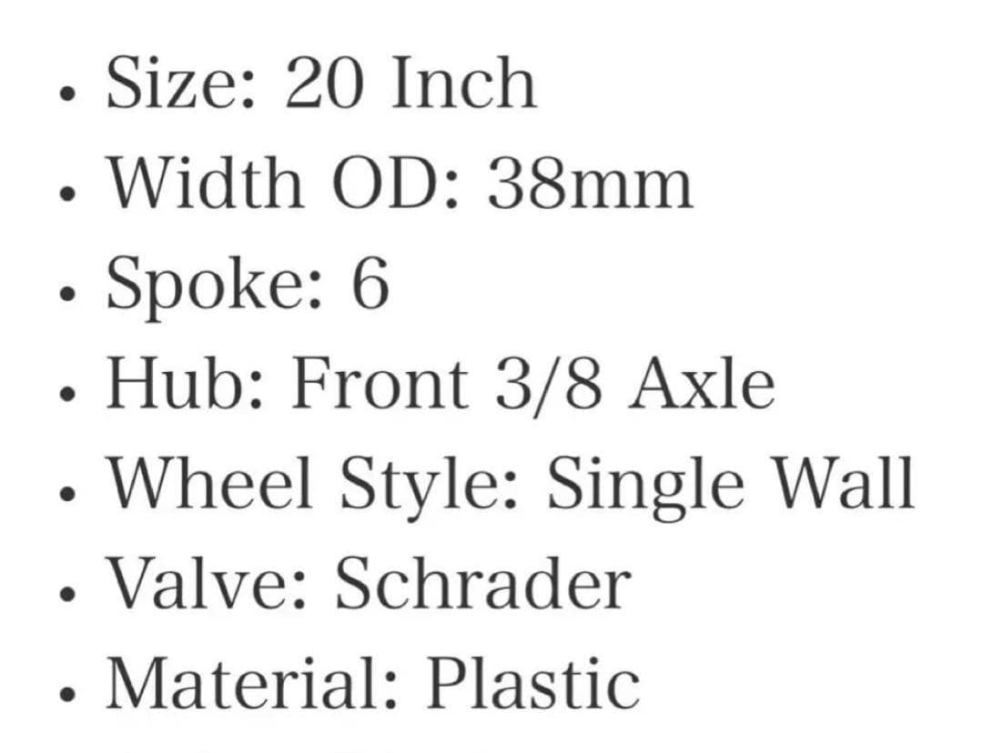 20インチ ホワイト　BMXプラスチックホイール
