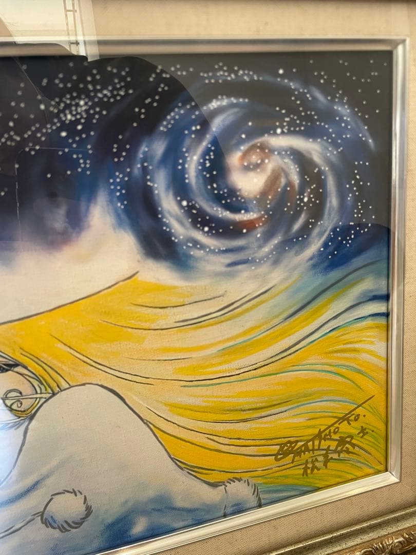 F4号 手描き油彩 松本零士 銀河鉄道999 模写　メーテルレジェンド絵画サイン