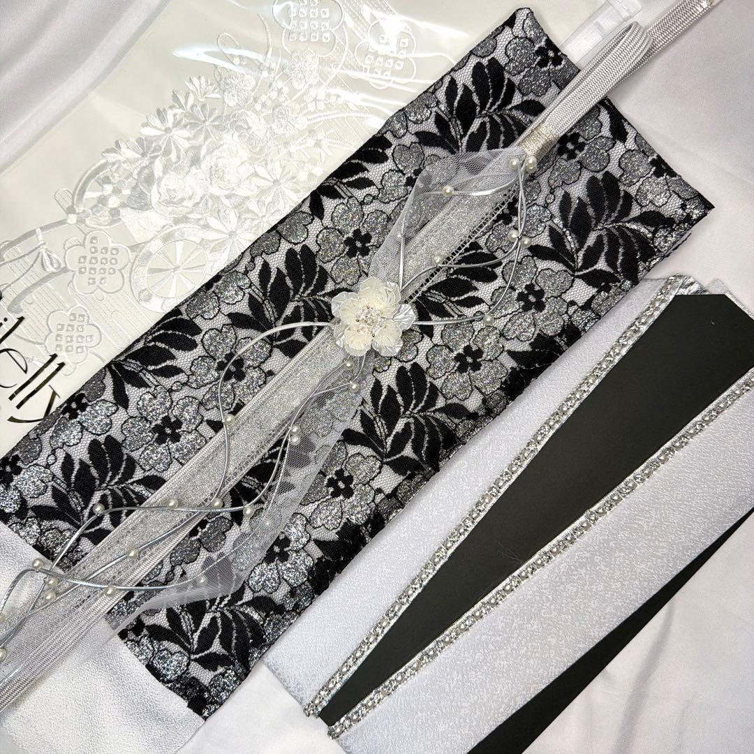 新品　2026年新作　帯締め　帯揚げ　半襟　重ね襟　セット　シルバー　振袖用