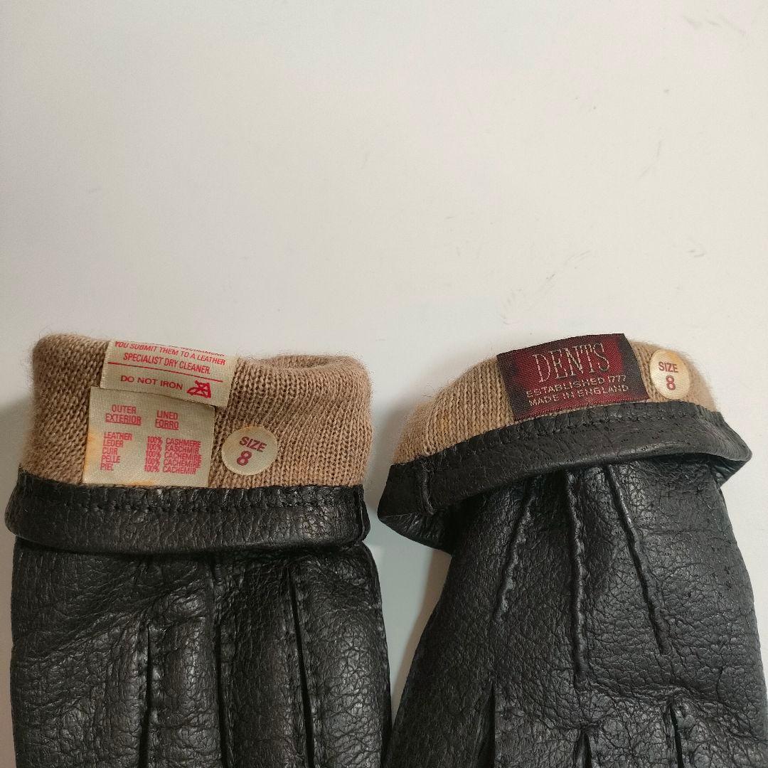 DENTS ペッカリー手袋 8 カシミアライニング 黒