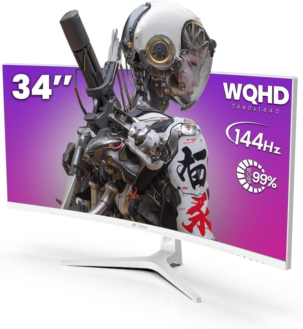 【開封済み・未使用】CRUAゲーミングモニター　湾曲　34インチ　ウルトラワイド