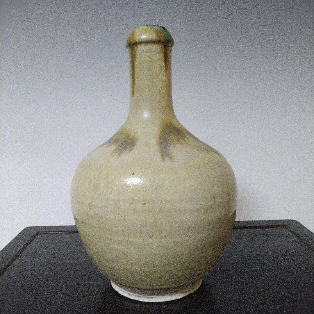 NO611 会津本郷焼　緑釉流し掛け徳利