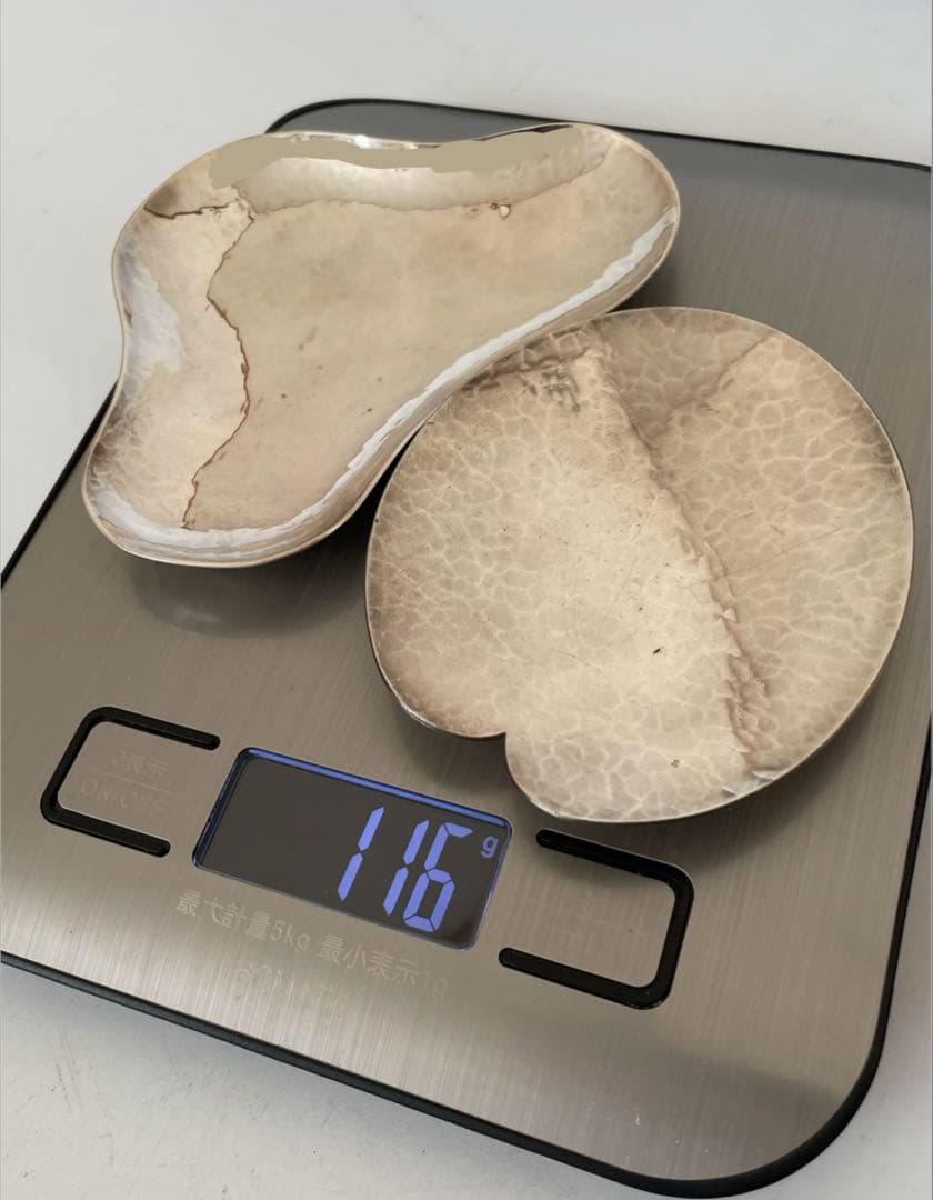 金工家　井尾健二　銀製打造変わり皿　変形皿　小皿　トレー　アクセサリートレイ