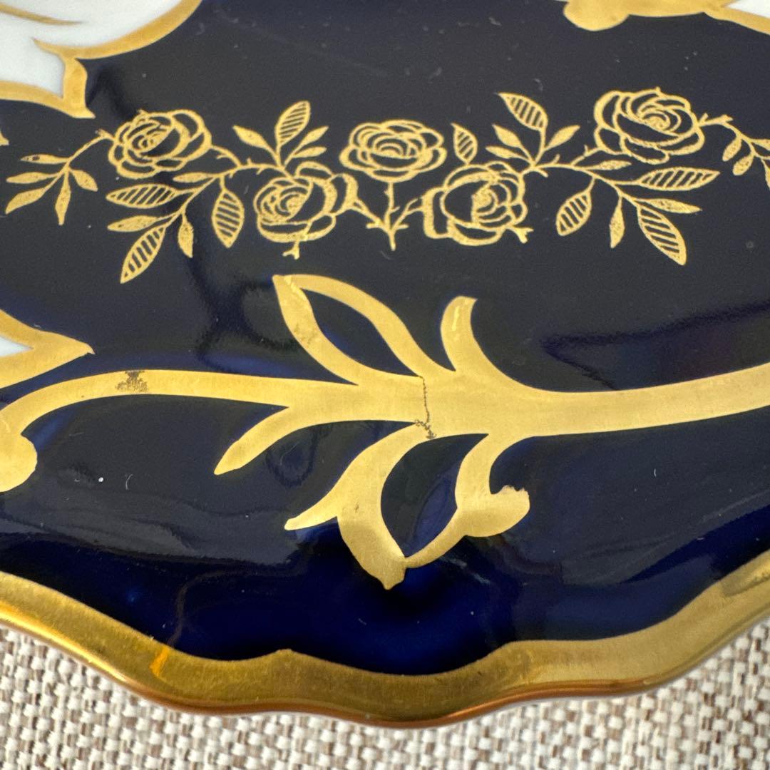 ワイマール　WEIMAR 金彩コバルトブルー フラワー　プレート4枚セット