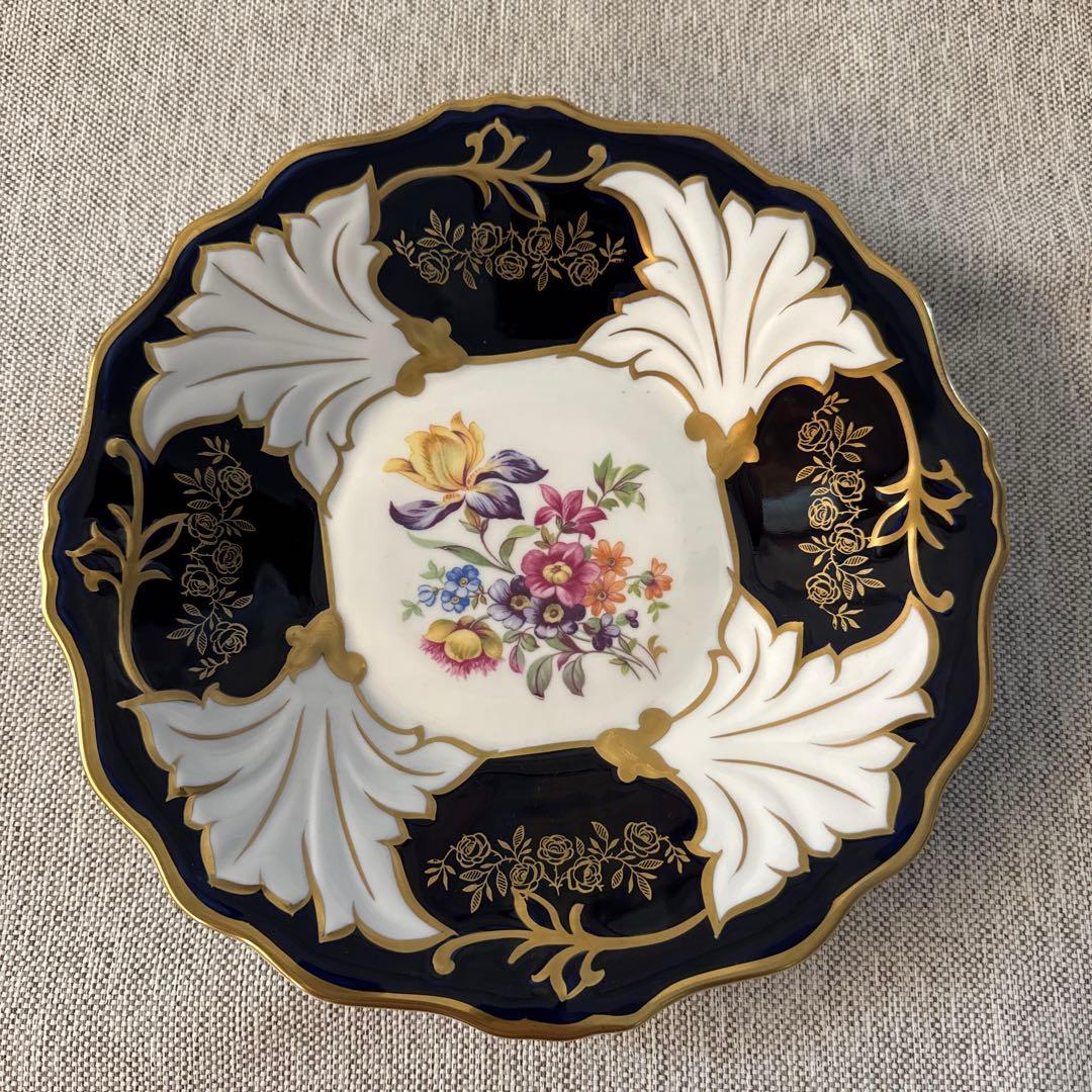ワイマール　WEIMAR 金彩コバルトブルー フラワー　プレート4枚セット