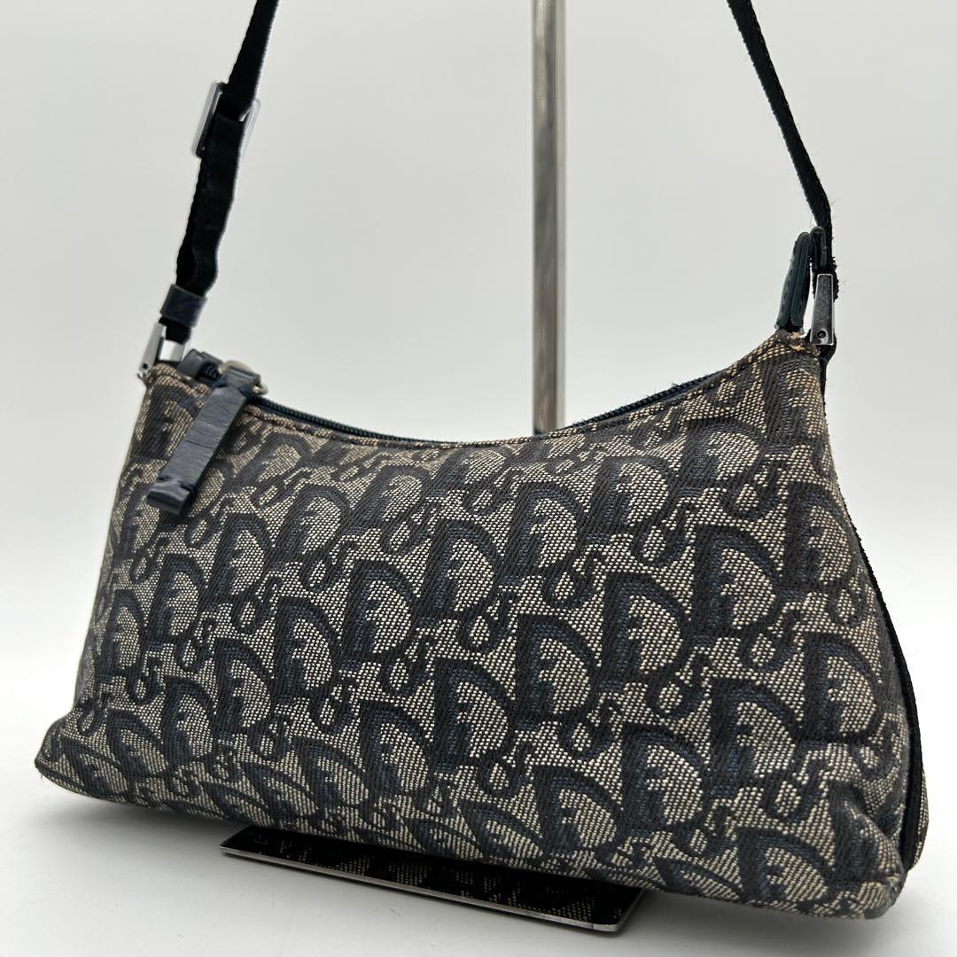 【美品】クリスチャンディオール アクセサリーポーチ トロッター ネイビー 肩掛け