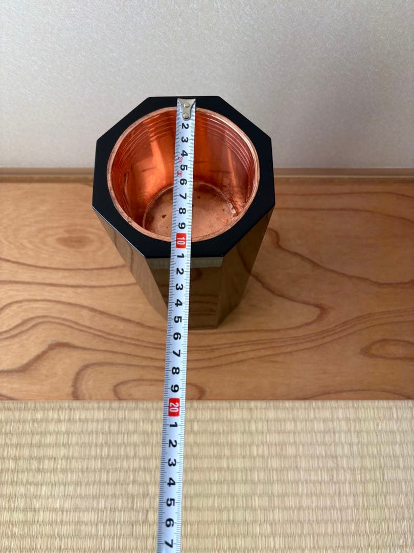 63【おまとめ買い可】華道　八角塗寸胴　華道具　寸どう　生け花　花器　花入れ