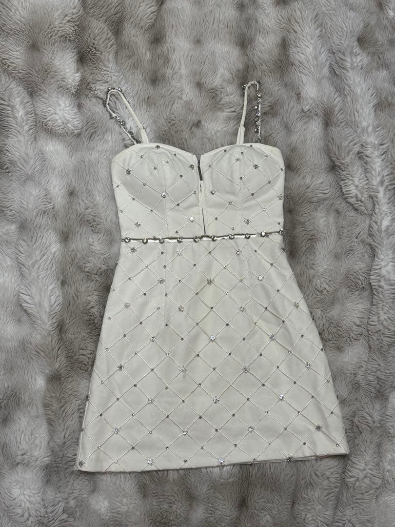 ROBE de FLEURS ホワイトタイトドレス Sサイズ