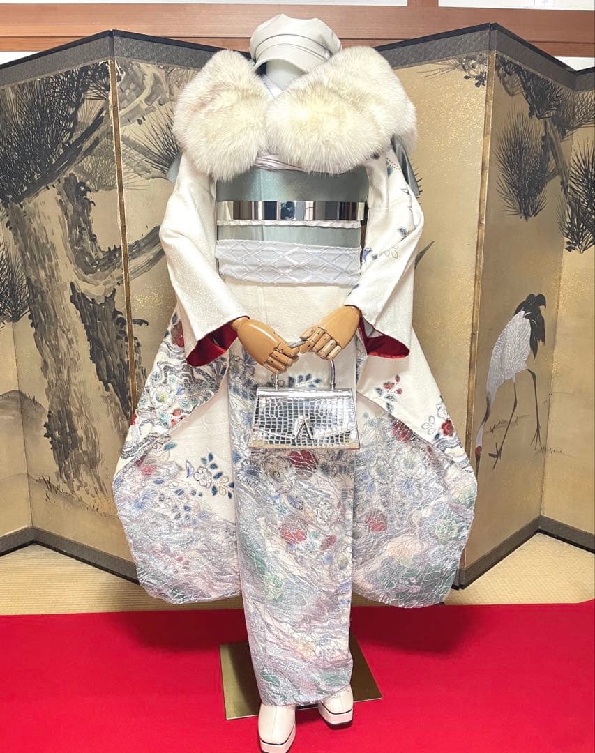 ゲリラセール！振袖 フルセット 辻が花 白 ラメ 成人式