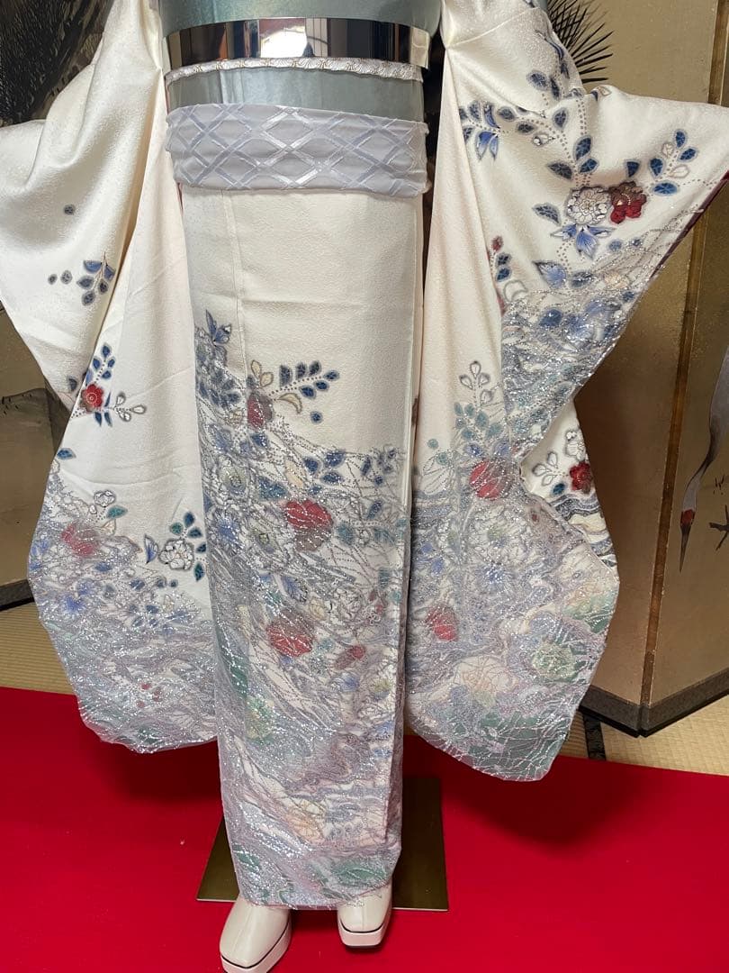 ゲリラセール！振袖 フルセット 辻が花 白 ラメ 成人式