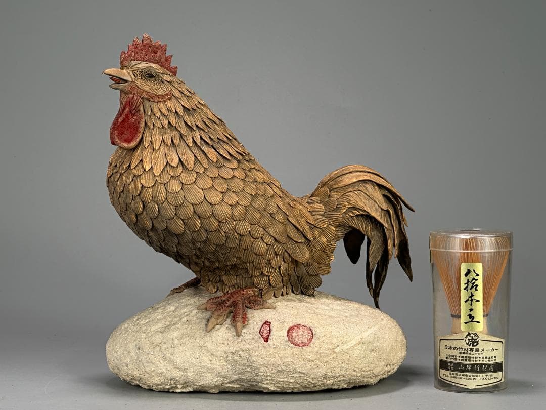 台湾陶磁　作家品　郭金蒼　在銘　鶏　置物　縁起物