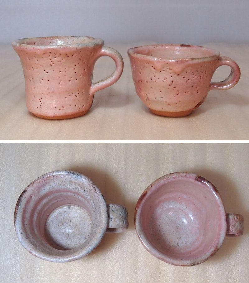 【未使用】志野 半桂窯 石坂徳平 コーヒーカップ2客/ペア 珈琲碗/ティーカップ