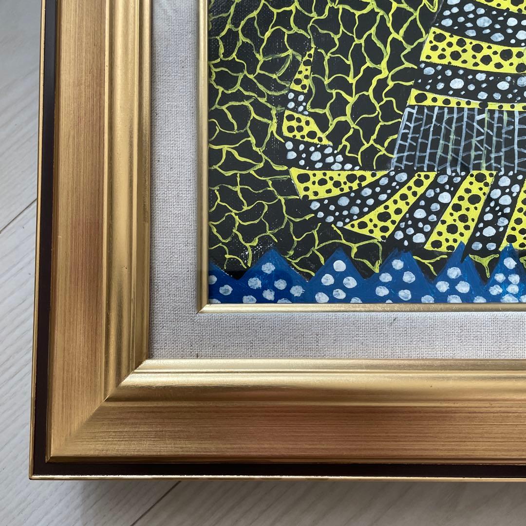 B*B様 草間彌生【帽子】肉筆/表裏サイン有り/油彩/アクリル/絵画/額縁