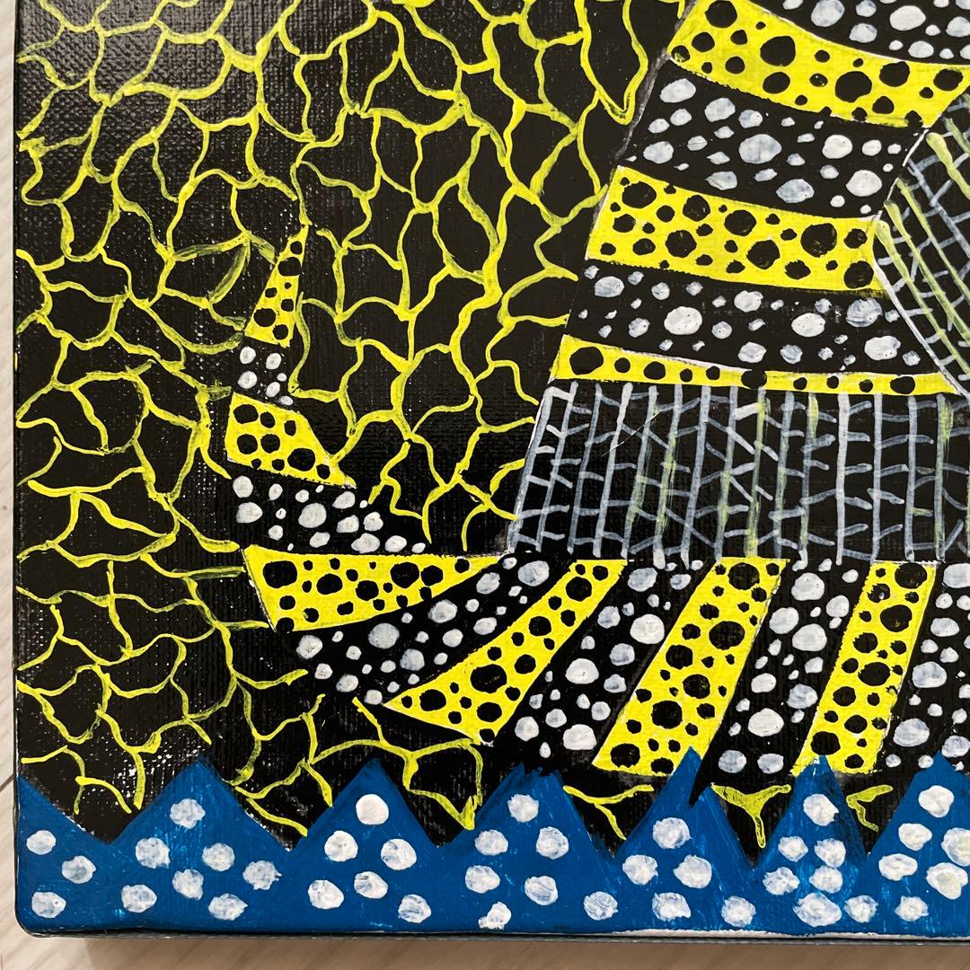 B*B様 草間彌生【帽子】肉筆/表裏サイン有り/油彩/アクリル/絵画/額縁