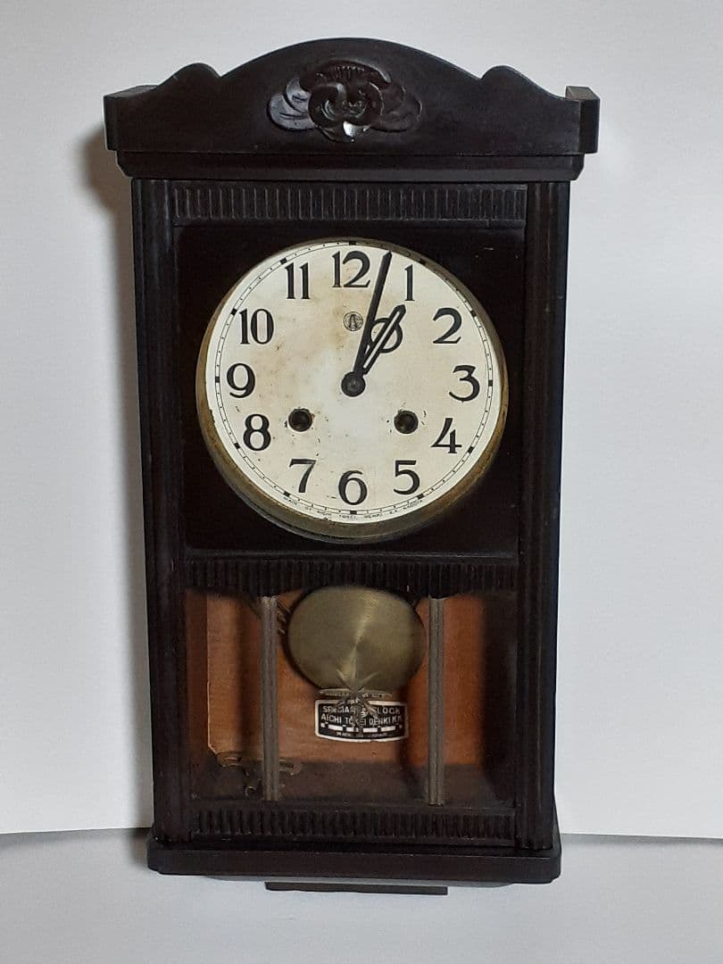 値下げ　動作品 昭和レトロな振り子式柱時計　ゼンマイ式　愛知時計製