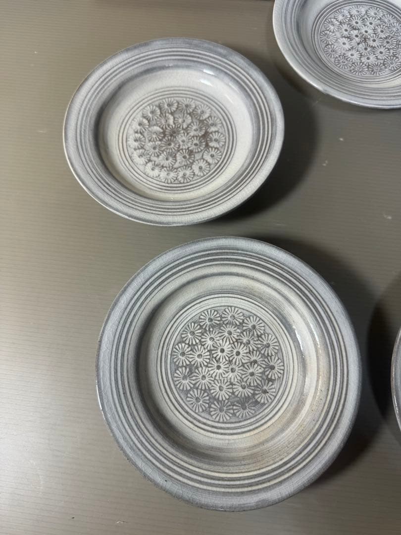 2502 十四代　中里太郎右衛門 唐津焼 花三島 銘々皿 五客揃 未使用