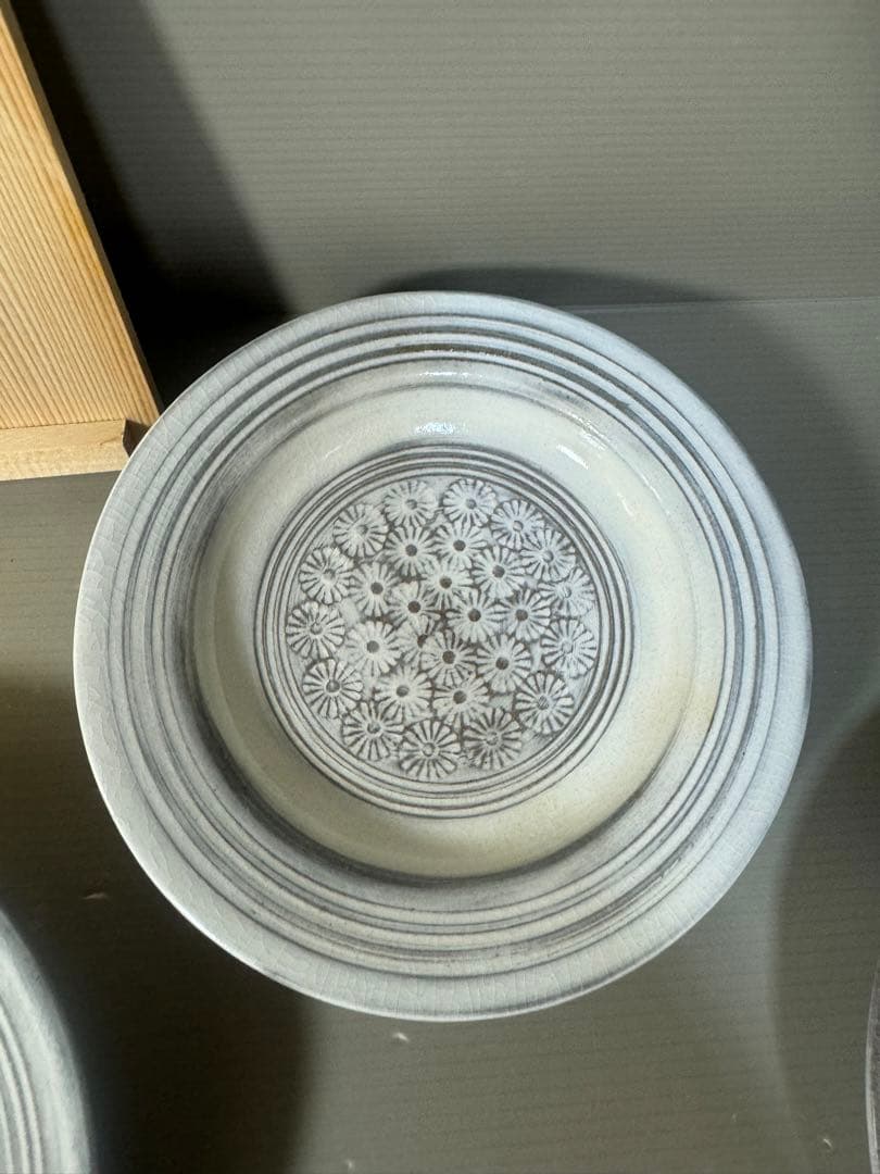 2502 十四代　中里太郎右衛門 唐津焼 花三島 銘々皿 五客揃 未使用