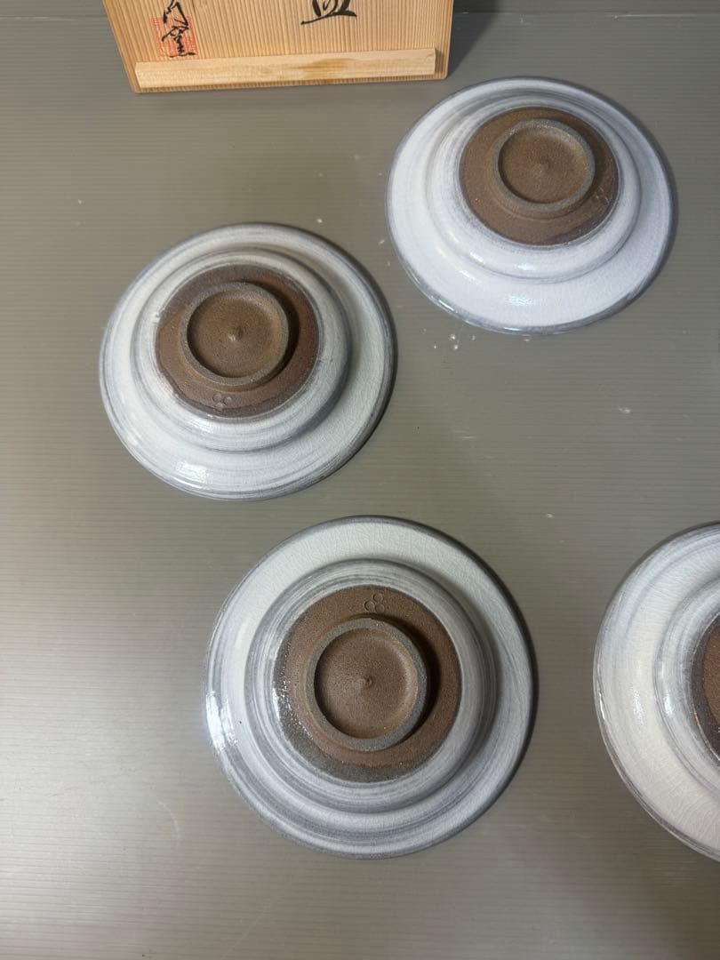 2502 十四代　中里太郎右衛門 唐津焼 花三島 銘々皿 五客揃 未使用