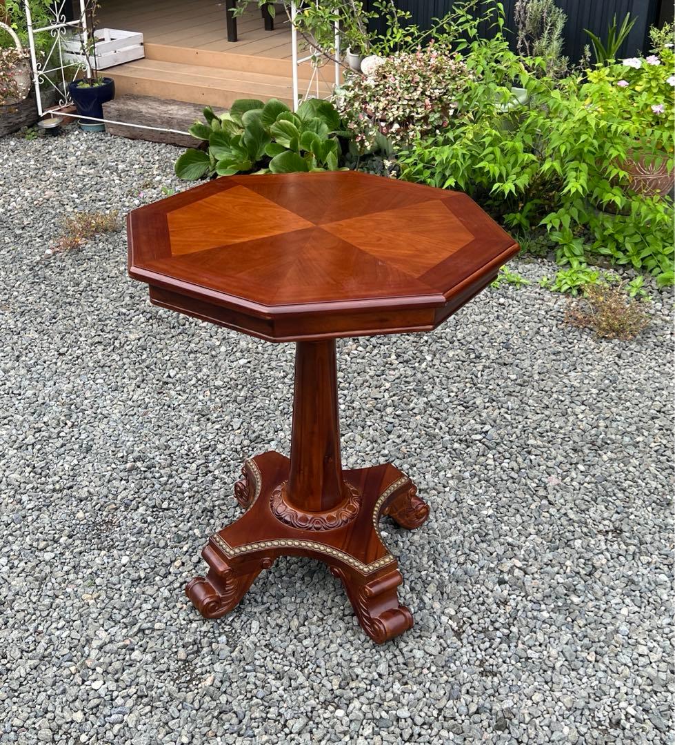 アンティーク 家具 サイドテーブル 八角形 コーヒーテーブル 希少 スタッズ