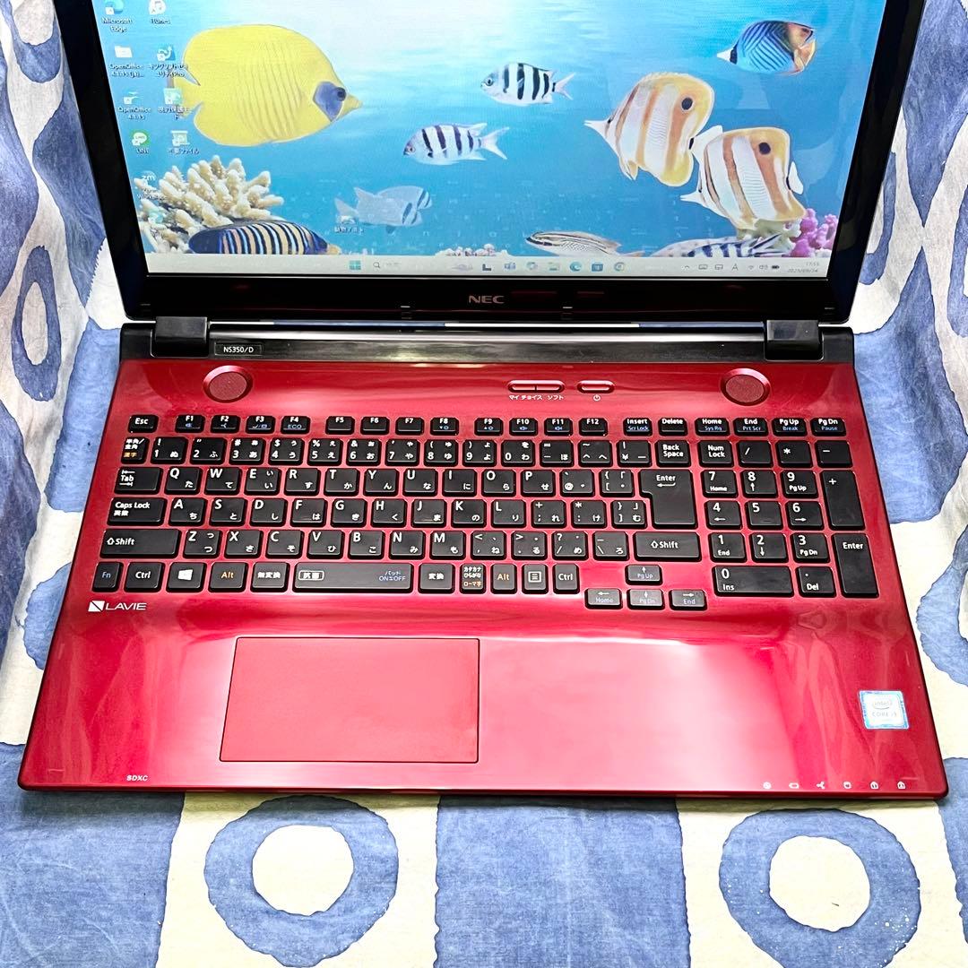 サクサク快適SSD☆大人気赤ノートパソコン♪カメラ&ブルーレイ搭載！Win11