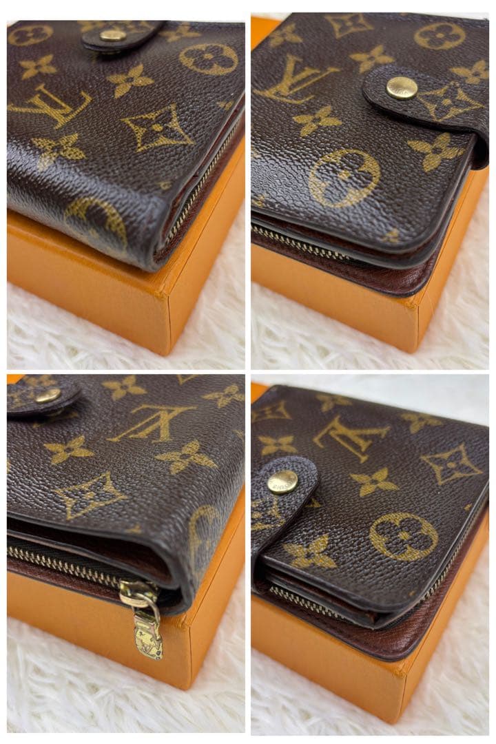 ルイ ヴィトン モノグラム コンパクトジップ ラウンドジップ ブラウン