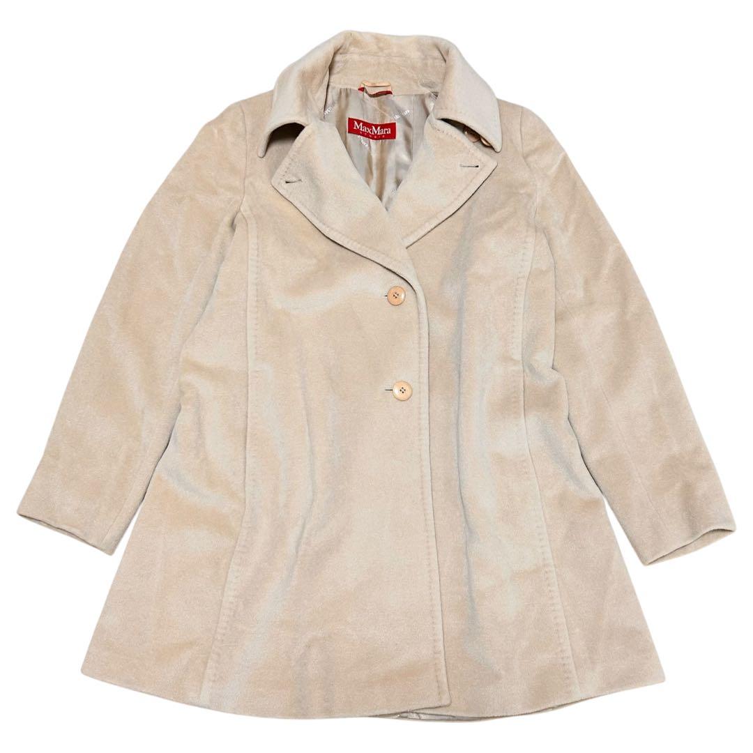 マックスマーラステュディオ ミドル丈コート アンゴラ ウール【L】ベージュ