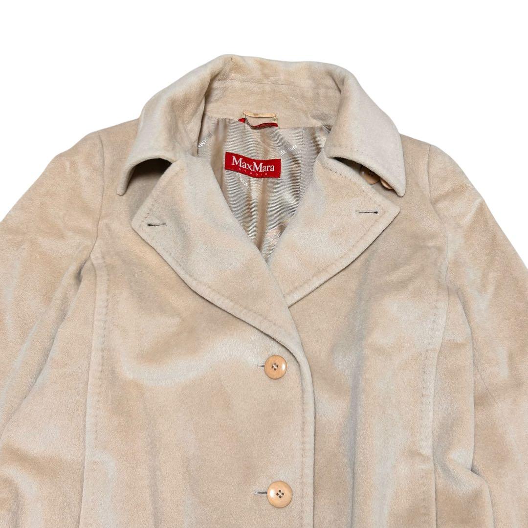 マックスマーラステュディオ ミドル丈コート アンゴラ ウール【L】ベージュ