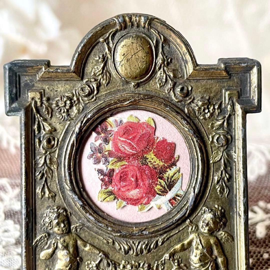 天使と花ガーランドのフレーム大小2個セット　フォト写真立て　フランスアンティーク