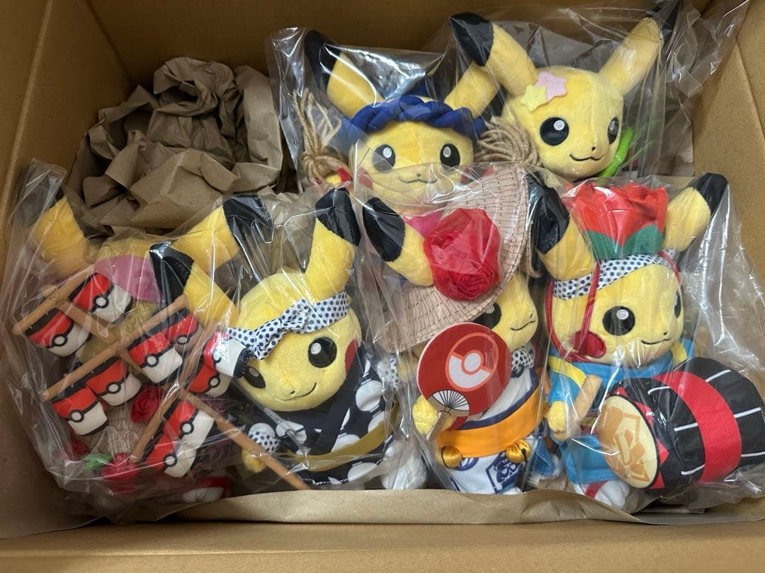 【新品未使用】ポケセントウホクリニューアル記念ピカチュウお祭りぬいぐるみ×6種