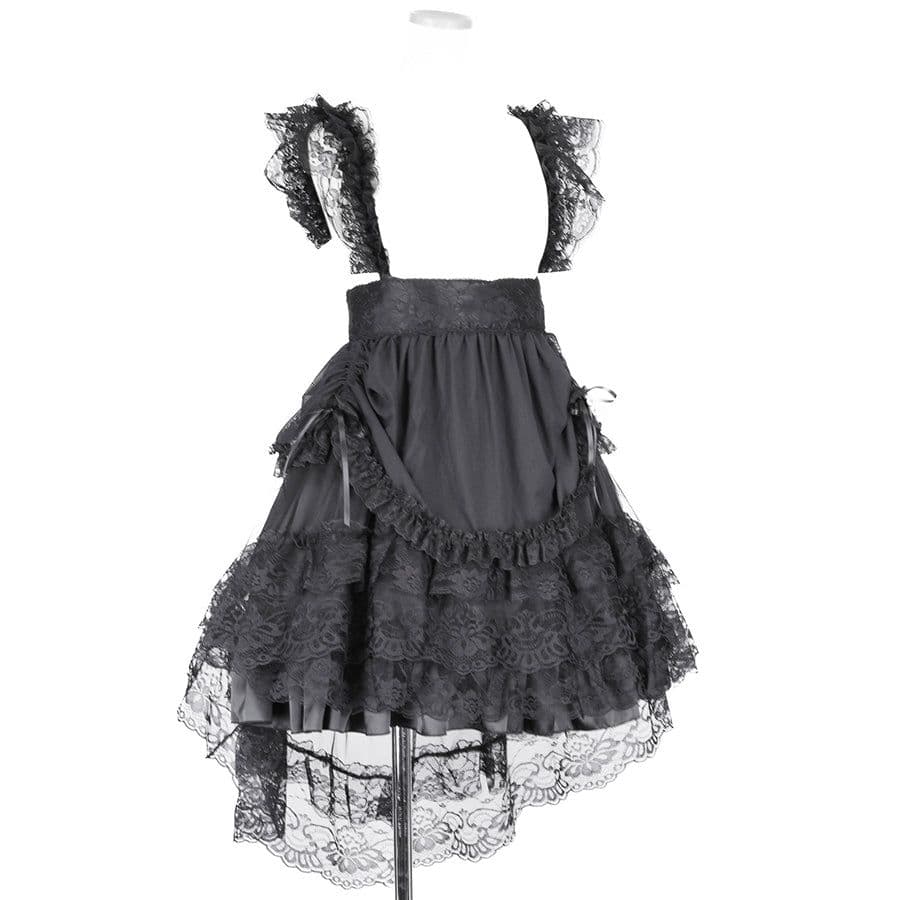 MAJOH MR corsetチュールカーテンエプロンスカートブラック×ブラック