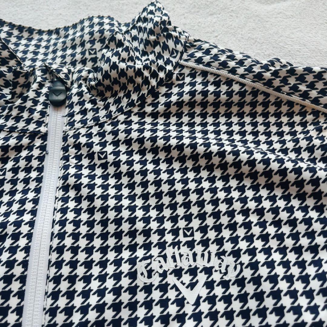 極美品　キャロウェイ　レインコート　ジャケット　パンツ　千鳥格子　L 　ネイビー