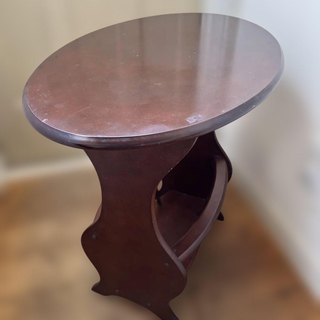 英国ビンテージダークブラウン楕円形サイドテーブル