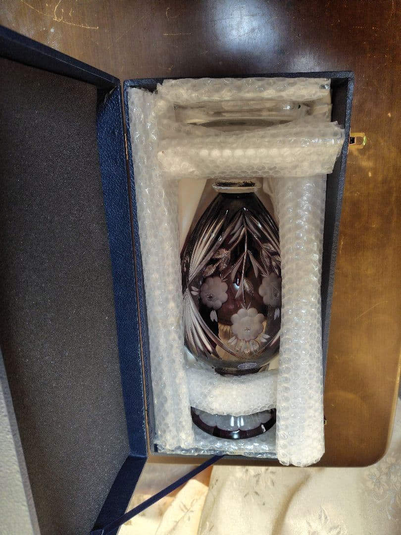 ELBE crystal 紫色花瓶 高さ約40cm