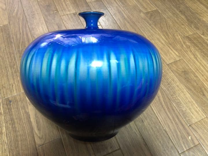 花九谷　花瓶　徳田八十吉風　美品