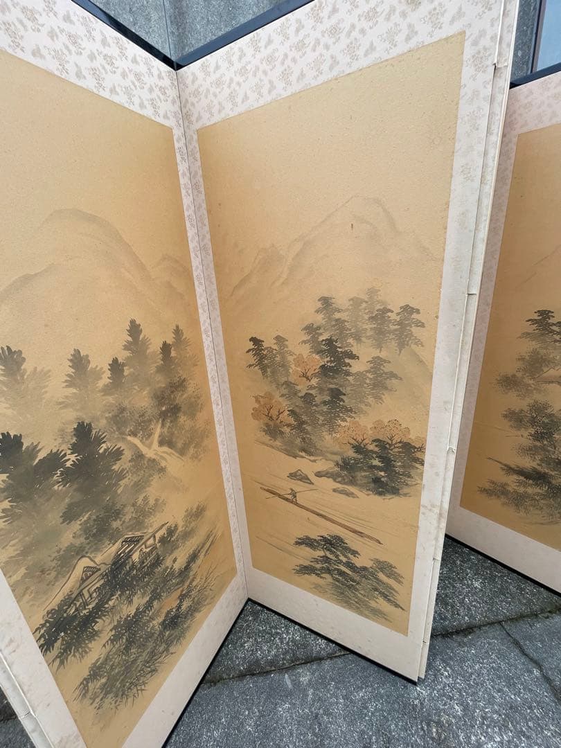 稀少/旧家/時代物/当時物/古美術/屏風/紙本/6曲/古民家/①