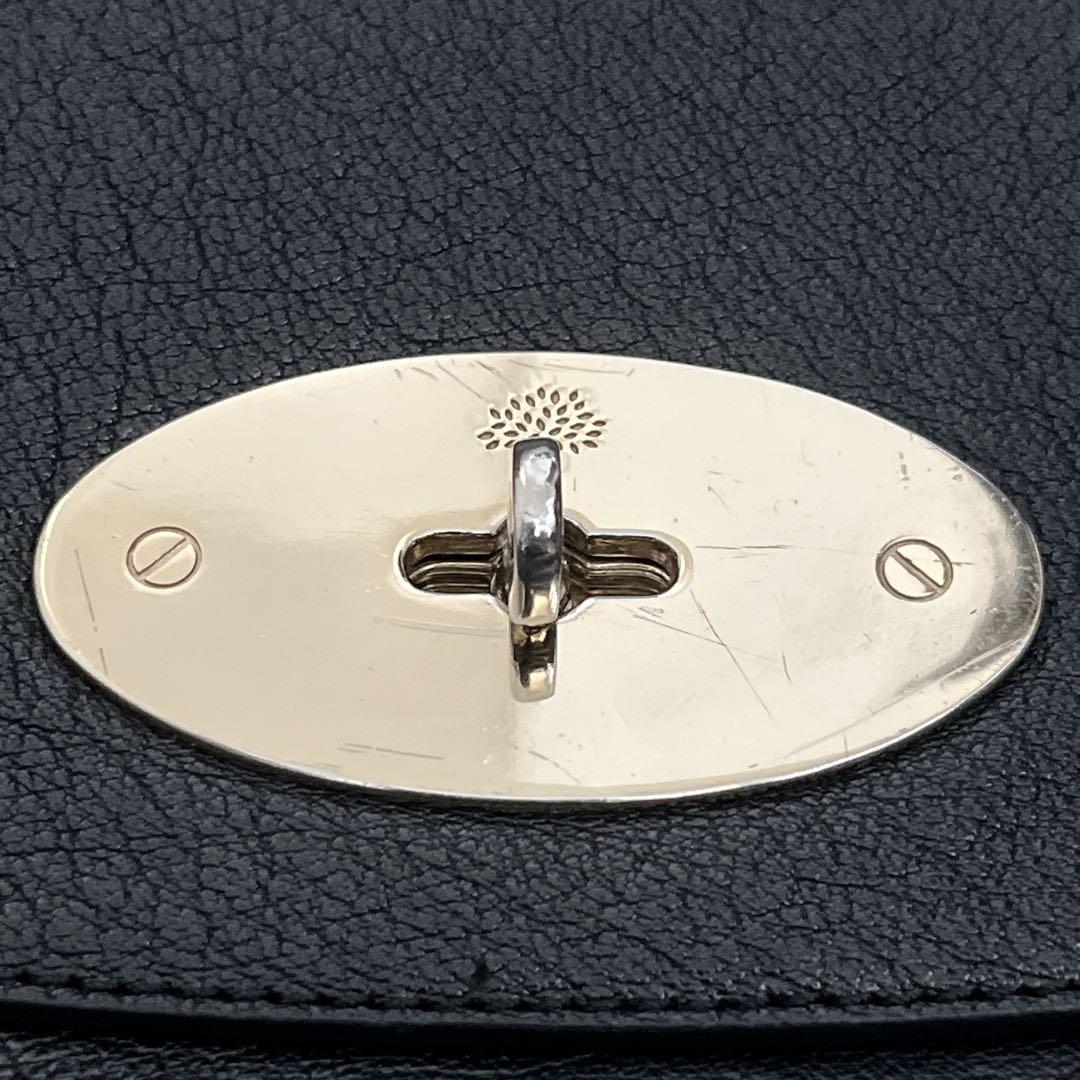 マルベリー　ショルダーバッグ　ターンロック　カーフスキン　金具　ブラック　レザー