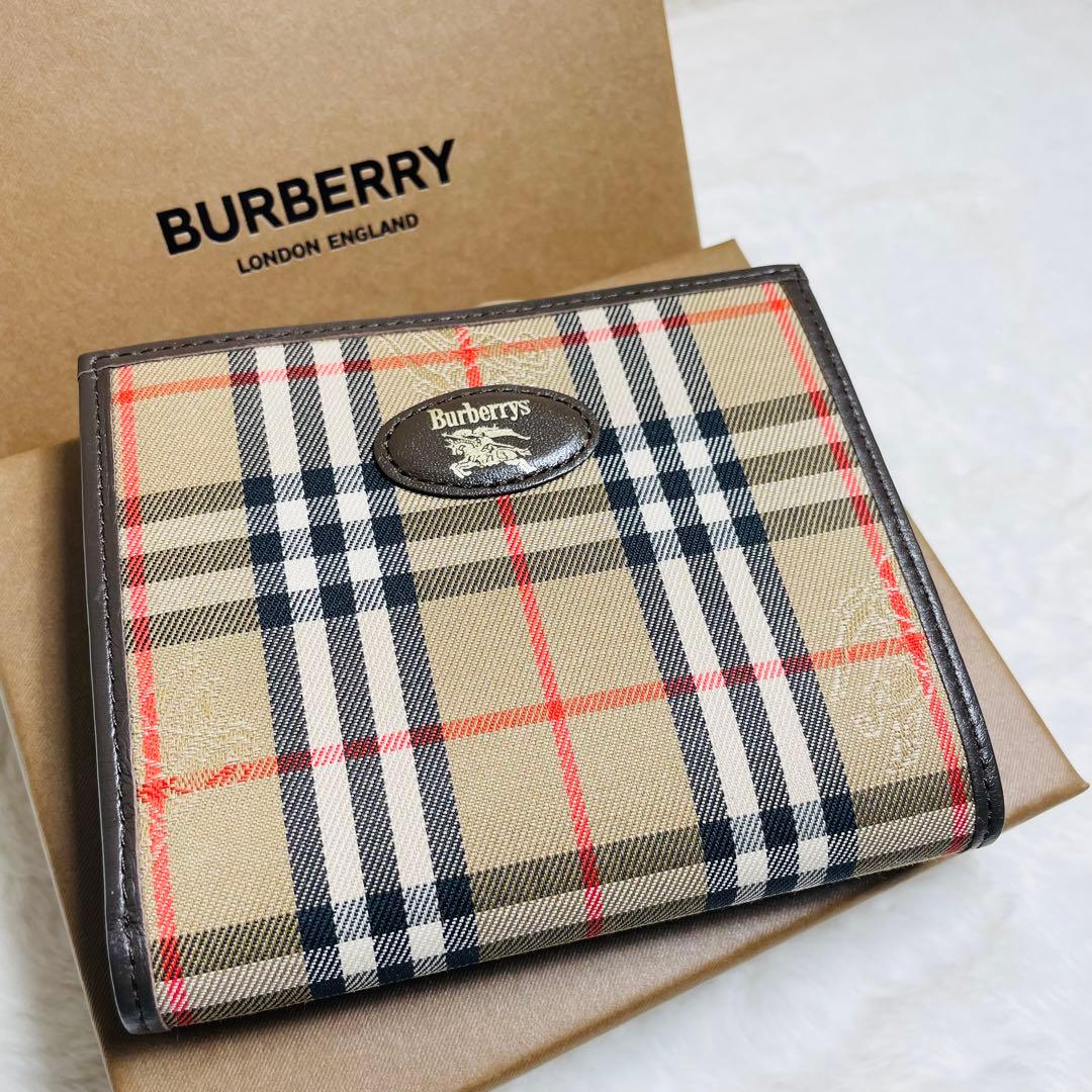 未使用級正規品BURBERRY LONDON 折り財布　がま口財布　ノバチェック