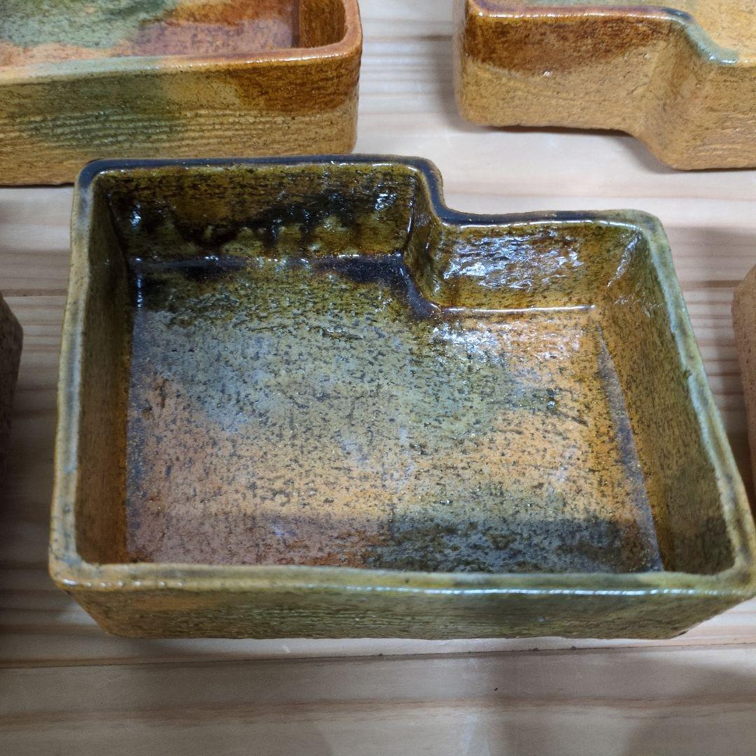 ９代大樋長左衛門　飴釉変形向付１０客揃え