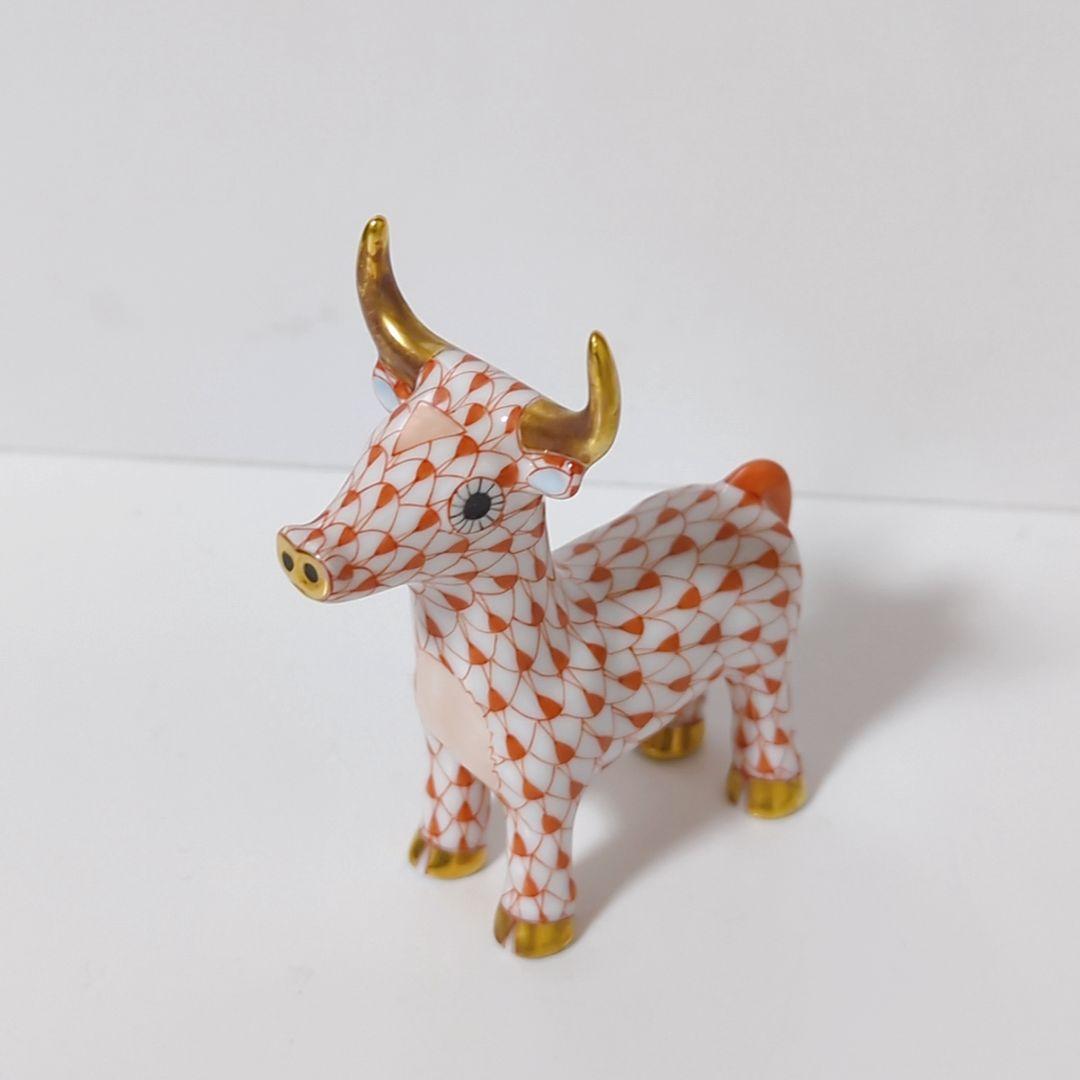 HEREND ヘレンド フィギュリン 置物 干支 牛 丑 ウシ 赤