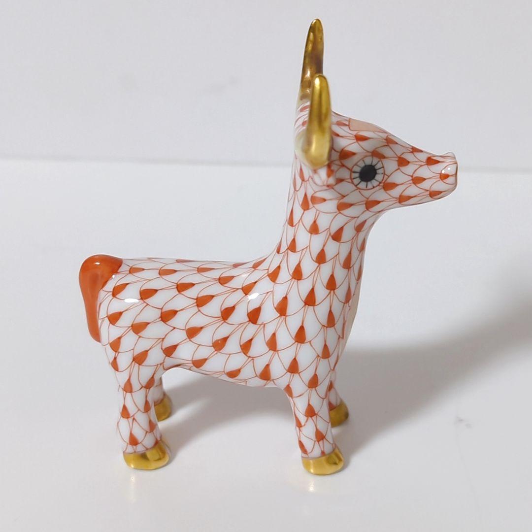 HEREND ヘレンド フィギュリン 置物 干支 牛 丑 ウシ 赤