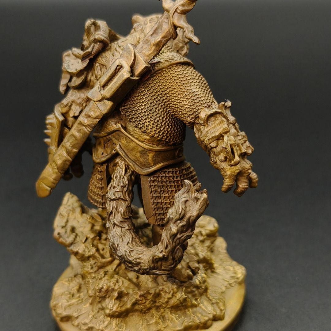 銅製置物　天干戦士　寅虎　巨剣戦士　金工品　銅製　インテリア置物