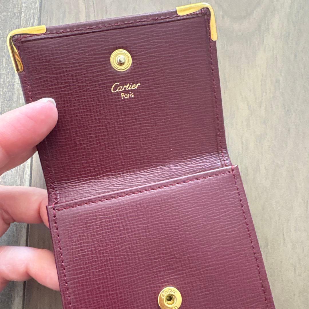 Cartier バーガンディ レザー ケース