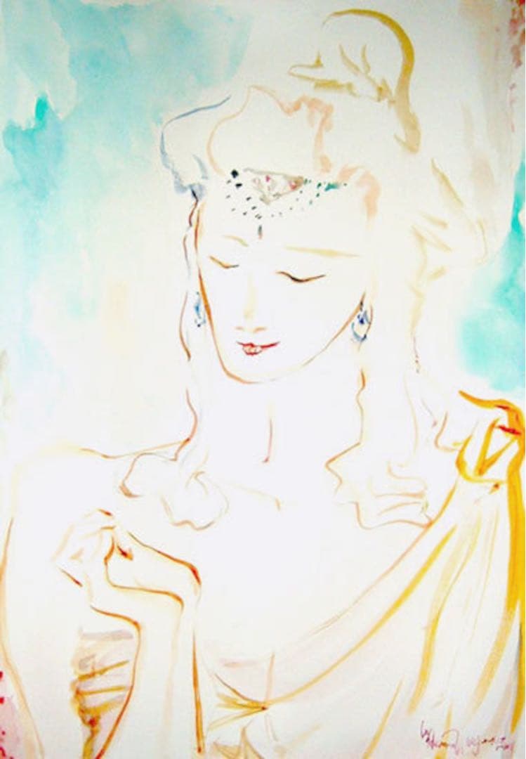 水彩画「菩薩」額装済み