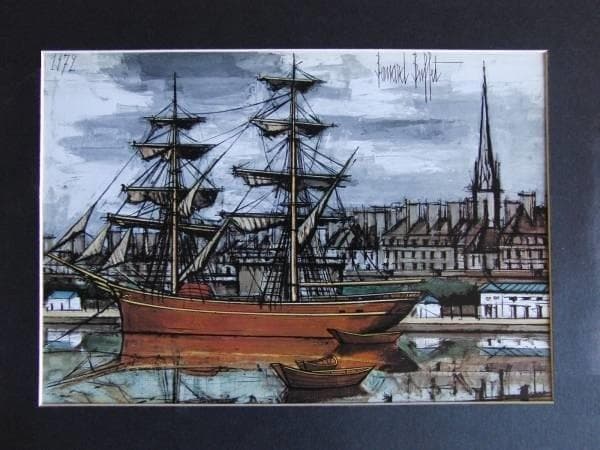 ベルナール・ビュッフェ「Saint Malo,le brick」希少画集の額装画