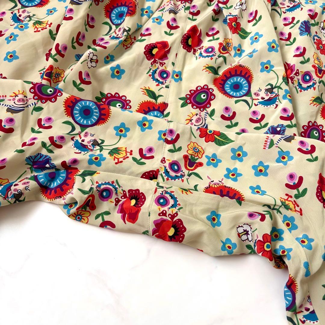 【洗える 極美品】アルベロベロ サルエルパンツ ぶたさん フラワー柄 近年