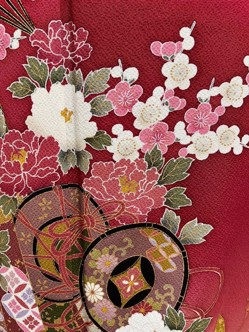 振り袖　フルセット　長襦袢付　赤　成人式　 金彩加工　650