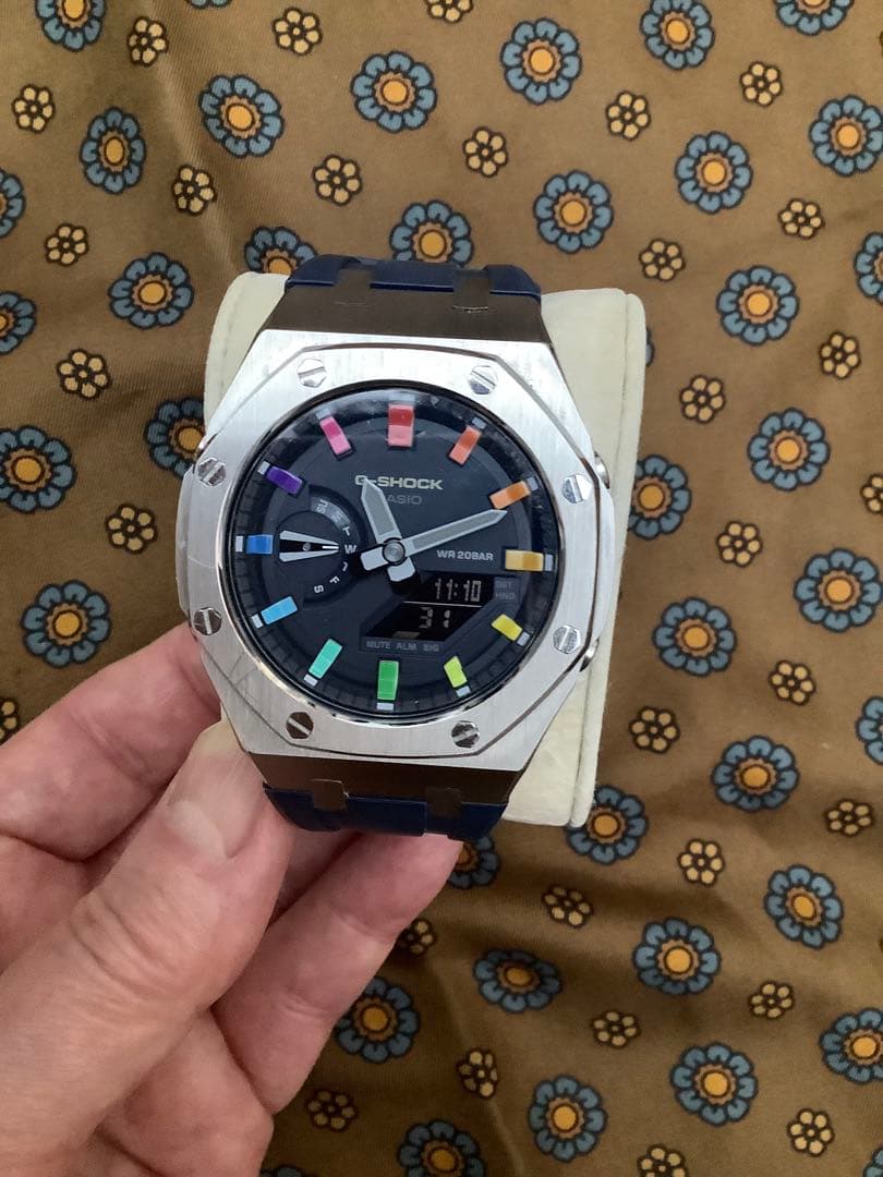 GA-2110本体付き ラバーベルトカスタム Gショック(レインボーインデックス