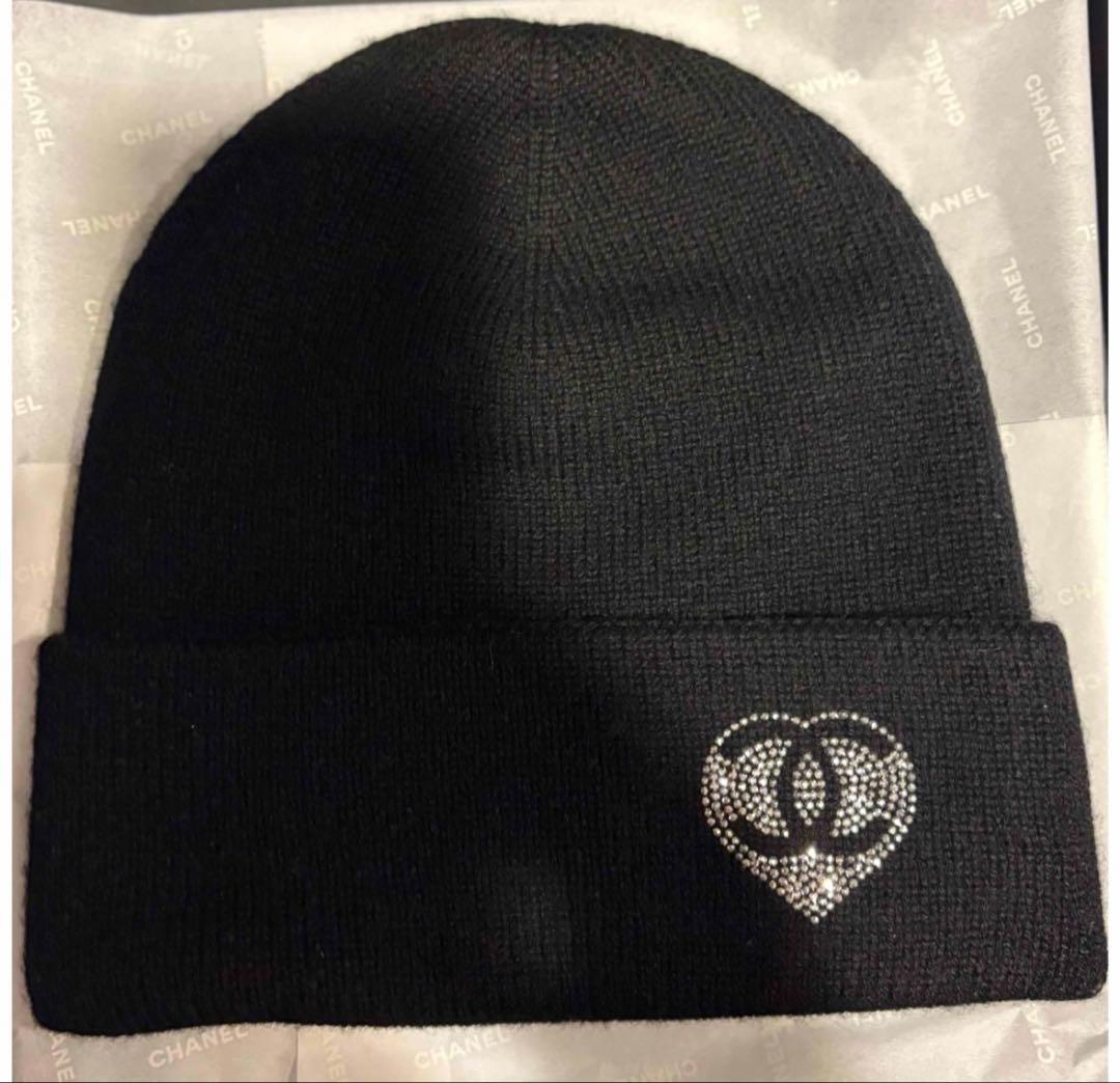 エ*リ様 新品未使用　CHANEL シャネル ハート ビーニー カシミヤ 黒 ニ